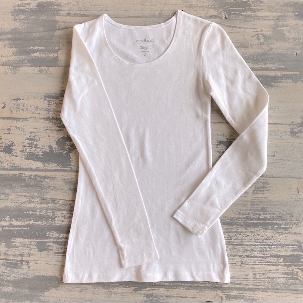 Modbod White Long Sleeve layering tee